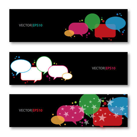 Colored speech bubble with vector bannersのイラスト素材
