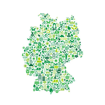Germany map environmental protection green concept iconsのイラスト素材