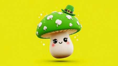 Cute Lucky Shamrock Mushroom Wearing Leprechaun Hat For St Patrick's Day Brandingの素材