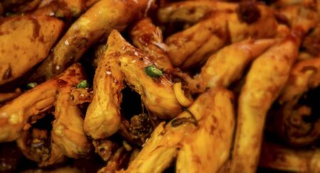 Ready Chicken meat in a supermarket. The fresh chicken meat in the restaurant, ready to eat.の写真素材