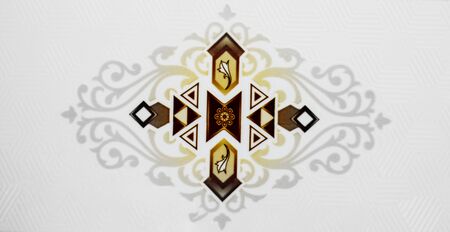 Arabia style tile mosaic for home and wall decoration.Unique pattern on white background.の写真素材