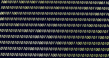 Developing programming binary code. Abstract Binary Software Programming Code Background. Random Parts of Program Code. Digital Data Technology Computing, Cyberspace Concept.の写真素材