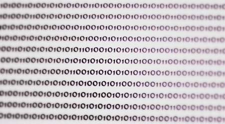 Developing programming binary code. Abstract Binary Software Programming Code Background. Random Parts of Program Code. Digital Data Technology Computing, Cyberspace Concept.の写真素材