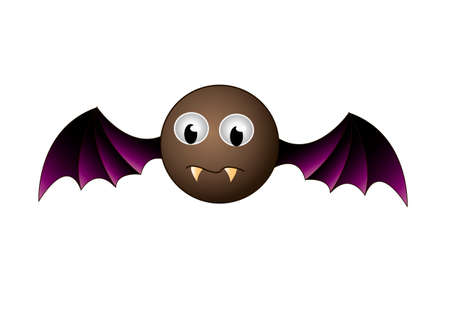 A cute vector bat with vampire teeth, on white background 