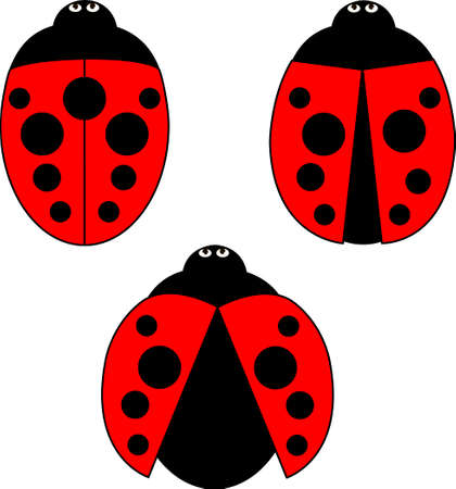 A set of ladybirds, view from aboveのイラスト素材