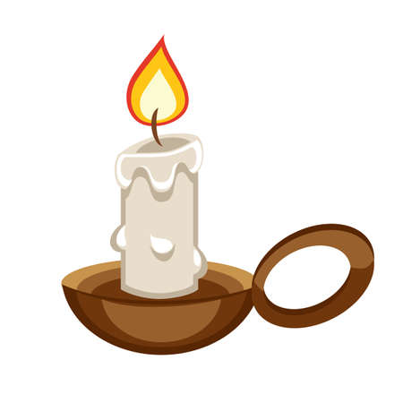 Cartoon burning candle with a holderのイラスト素材