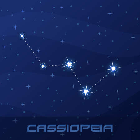 Constellation Cassiopeia, Queen, night star skyのイラスト素材