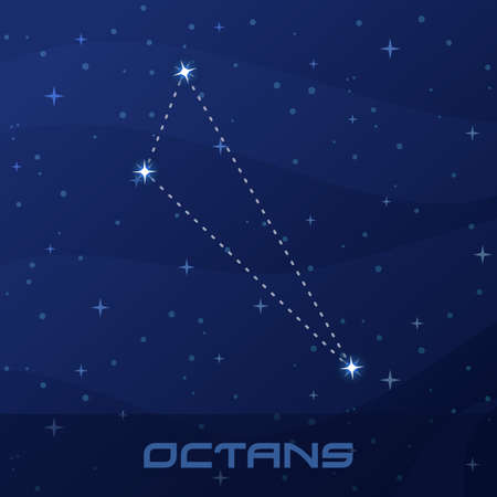 Constellation Octans, Octant, night star skyのイラスト素材