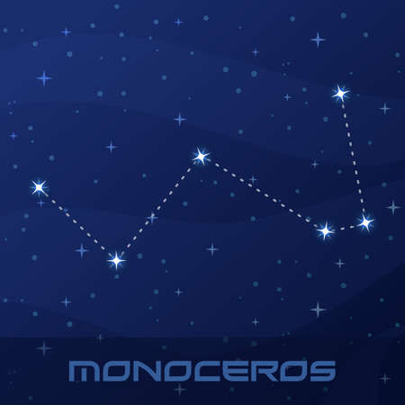 Constellation Monoceros, Unicorn, night star skyのイラスト素材