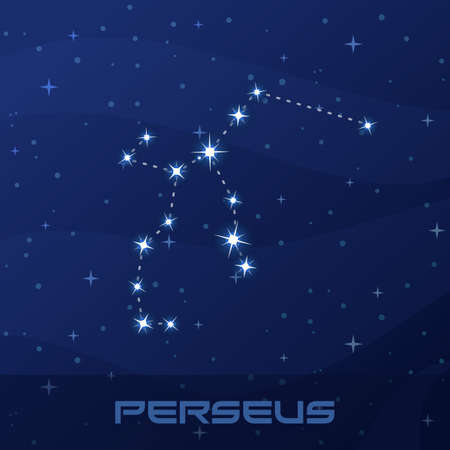 Constellation Perseus, Hero, night star sky poster, flyer advertisementのイラスト素材