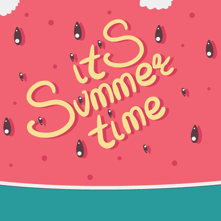 Background watermelon with lettering it's Summer timeのイラスト素材