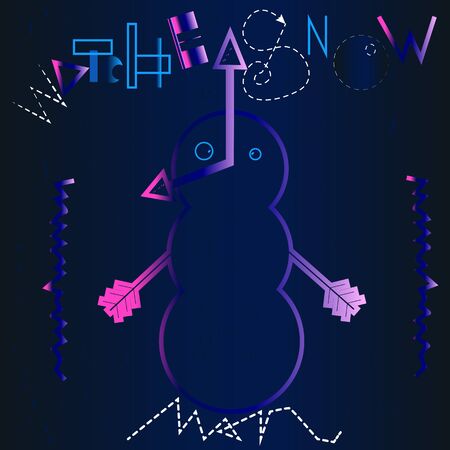 Vintage alarm clock on christmas background. Snowman with Arrowsのイラスト素材