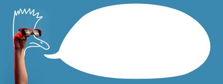 cartoon ostrich with a Mohawk in fashionable sunglasses on a blue background