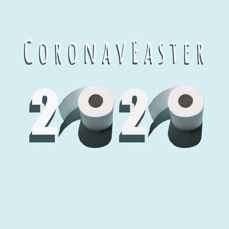 2020 from toilet paper. A concept on the topic of the virus.の写真素材