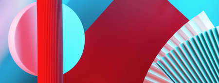 Oil restoring serum with gold, anti-ageing facial care in compoic geometric shapes and fan. The concept of beauty. Glasses with hearts and stairs.の写真素材