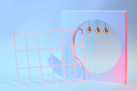 New year and christmas composition with geometric shapes, festive conceptの写真素材