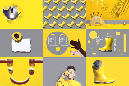 Collage on the theme of color of the year 2021, conceptの写真素材