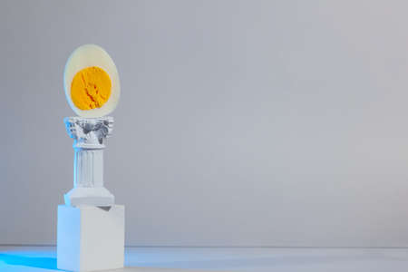 Monumental egg on the column and podium, The Easter conceptの写真素材