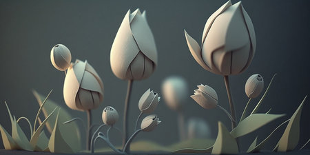 Delicate bouquet of tulips, postcard for March 8, spring day, Valentines Day and other holidays