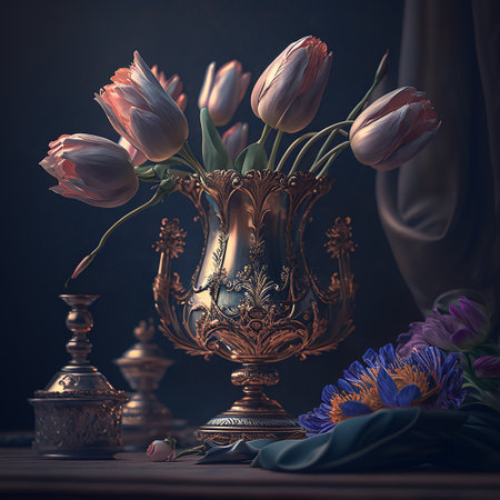 Delicate bouquet of tulips, postcard for March 8, spring day, Valentines Day and other holidaysの写真素材