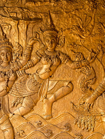 wall of thai temple fineartsの写真素材