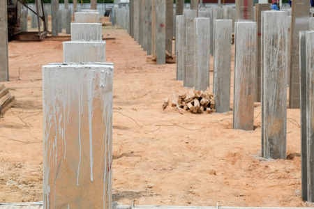 precast concrete pile cut off in construction site,deep foundation work.