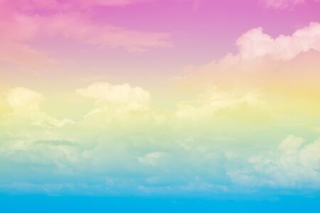 The image of artistic soft pastel colorful cloud sky for background and backdrop useの写真素材