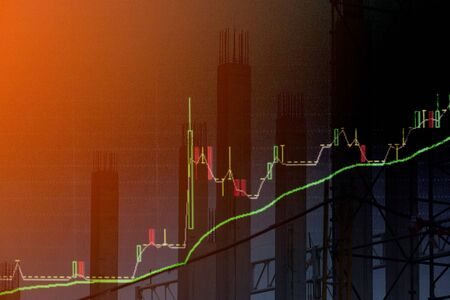 Display of stock market graph ,double exposure