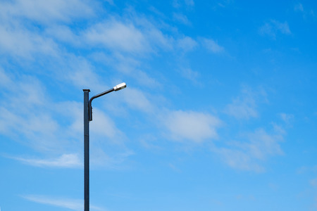 Led street light or car park and electric pole sky backgroundの写真素材