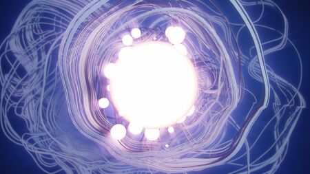 Abstract 3d rendering trail trace effect with lighting ball