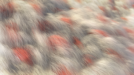 White fur with red dots 3d rendering background