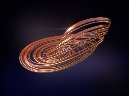 Abstract gold shiny shapes 3d rendering