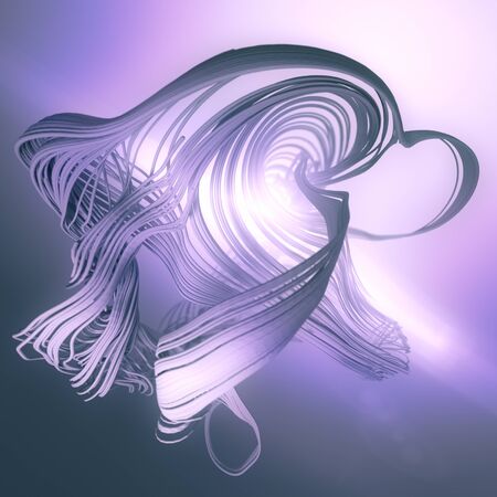 Abstract 3d rendering trail trace effect with volumetric light behind