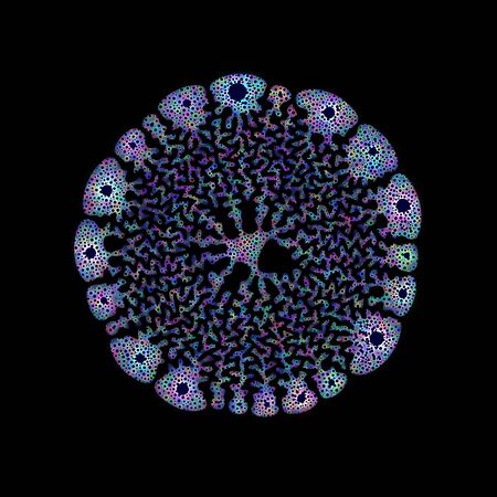 Abstract curly pattern of colored lights 3d rendering