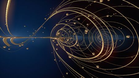 Abstract gold shiny shapes streaks 3d rendering effect backgroundの写真素材