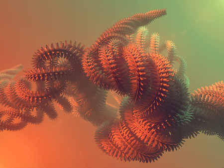 Abstract futuristic shape surrounded by colored mist 3d renderingの写真素材