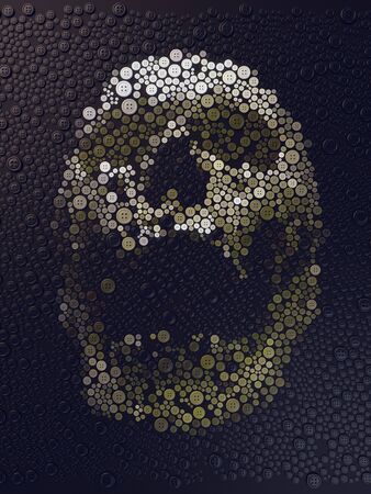 Abstract 3d rendering of skull with colored buttonsの写真素材