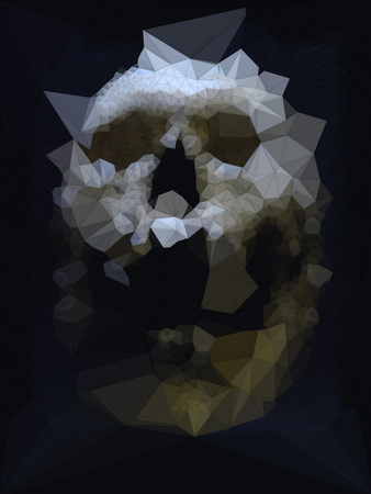 Abstract colored low polygonal skull. 3d renderingの写真素材