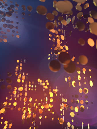 Golden glowing circles. Abstract futuristic background. 3d rendering
