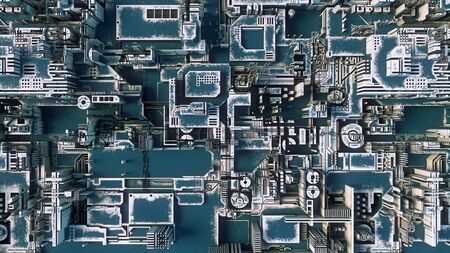 Blue hi-tech futuristic geometric pattern. Abstract 3d illustration