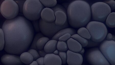 Abstract grey pebbles pattern. Stone background texture. 3d render illustration
