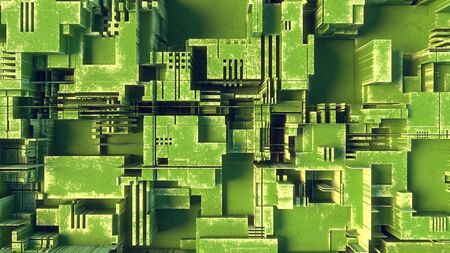 Abstract green futuristic techno pattern. Digital 3d illustrationの写真素材