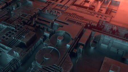 Hi-tech futuristic techno background. Abstract geometric pattern. 3d renderingの写真素材