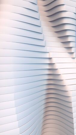 White stripe architectural futuristic pattern background. 3d render illustrationの写真素材