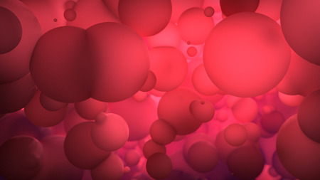 Abstract pattern of translucent red spheres. 3d renderingの写真素材