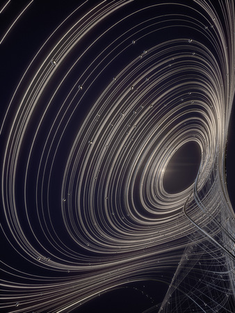 Abstract 3d rendering silver jewelry with shiny shapes beads on a dark backgroundの写真素材