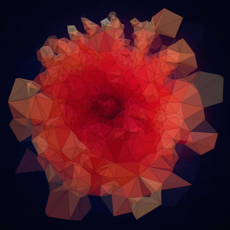 Low poly red flower. Design element isolated on dark background. 3d renderingの写真素材