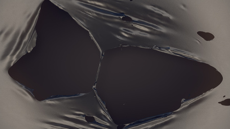 Tearing flowing silver cloth abstract background. 3d rendering.の写真素材