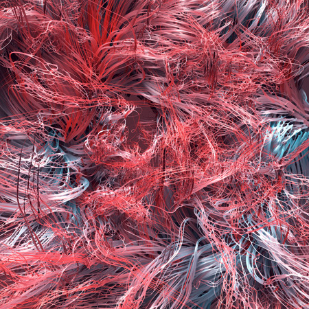 Abstract colored lines. Futuristic composition of colored hair. Curl noise flow. 3d rendering
