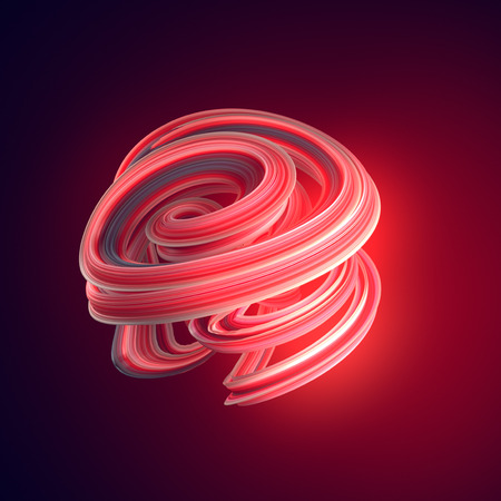 Red abstract twisted shape. Computer generated geometric illustration. 3D renderingの写真素材